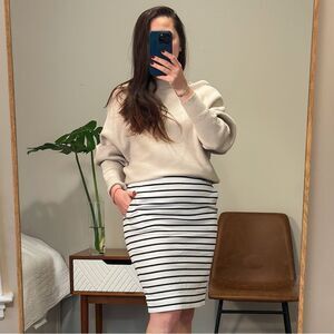 The Limited Classic Navy & White Striped Pencil Skirt Knee Length - Size 4